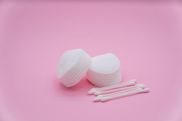 Cotton swabs and cotton pads for personal hygiene.