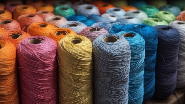 The cotton threads for yarn of different colors as a background