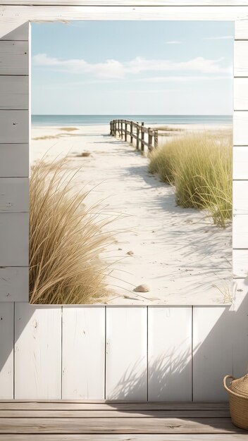 Photo cottongrass poster a tranquil beach at sunset