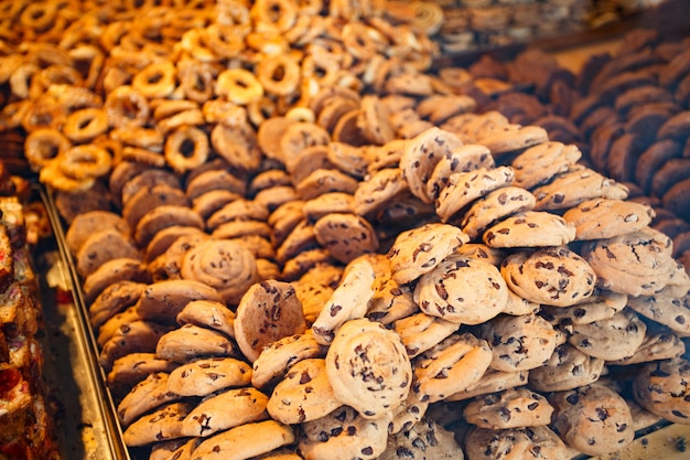 Counter with cookies at the street