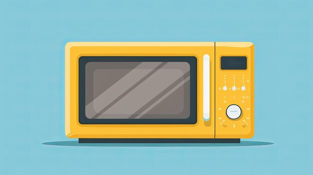 Photo countertop microwave flat design front view quick cooking theme animation complementary color scheme