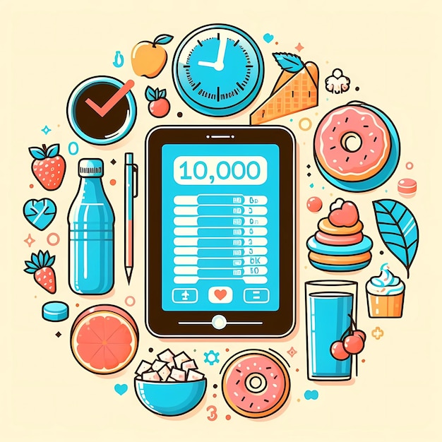 Photo counting calories healthy lifestyle illustration