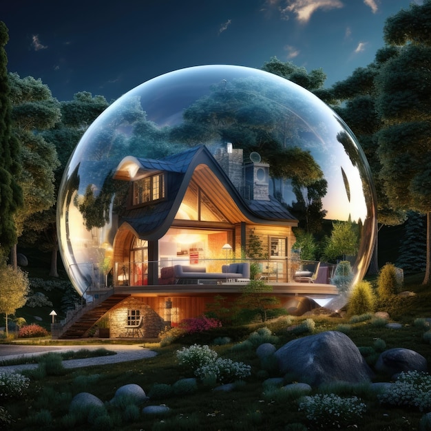 Country house in a soap bubble