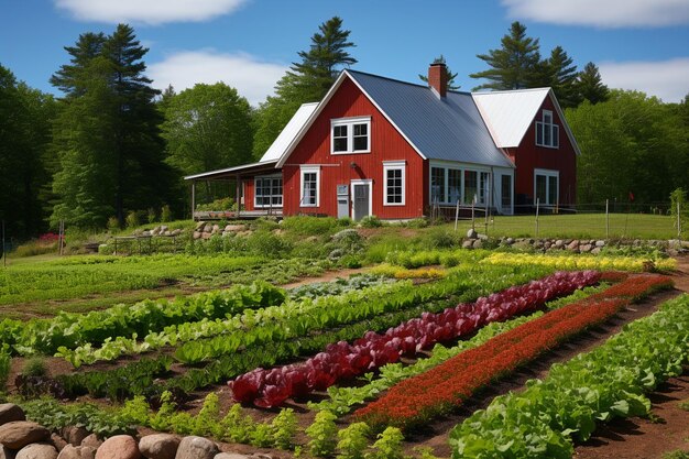 Photo country house vegetable farm with barn