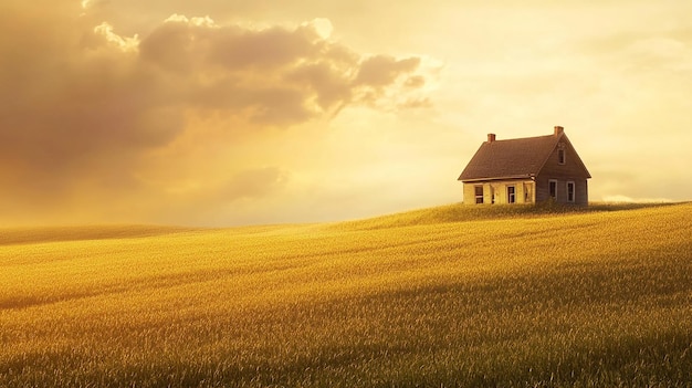 Photo country house in a wheat field