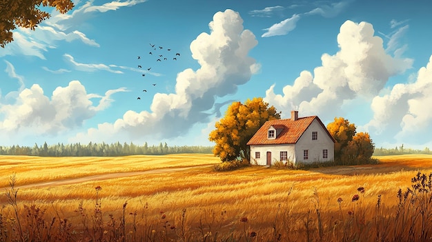 Country House in a Wheat Field