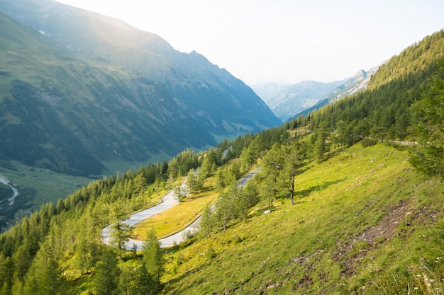 Country road to Grossglockner at the alps in Austria