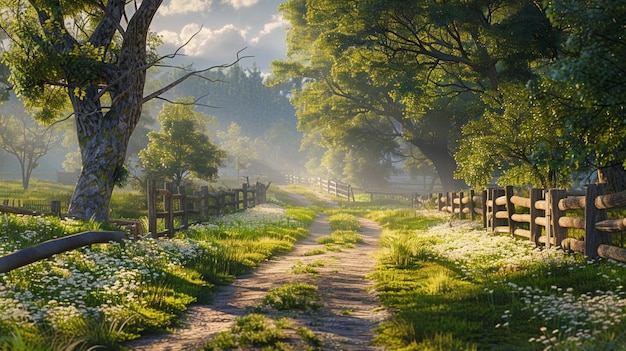 Country Road Painting Rural Tranquility IV Charming Lanes Picturesque Tranquil Pathway