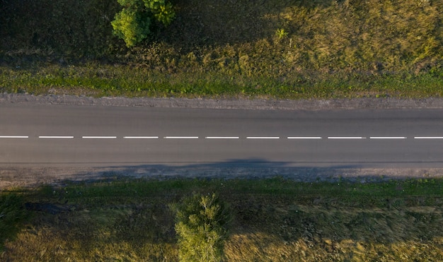 country road view from above aerial view