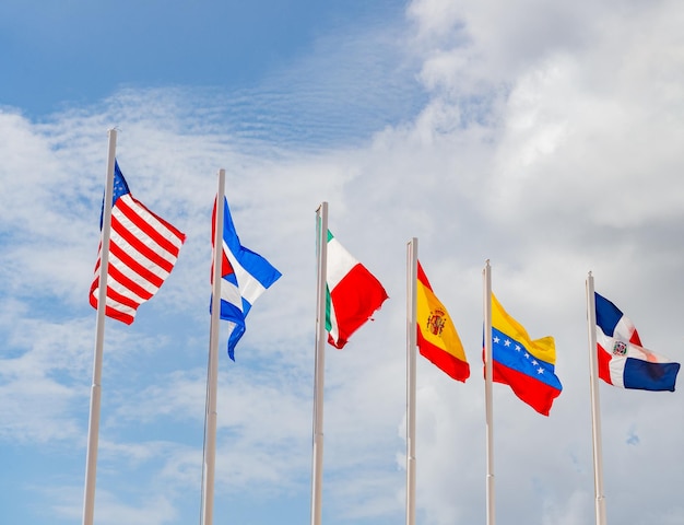 Country union flags on flagpole country union flags outdoor country union flags with nobody