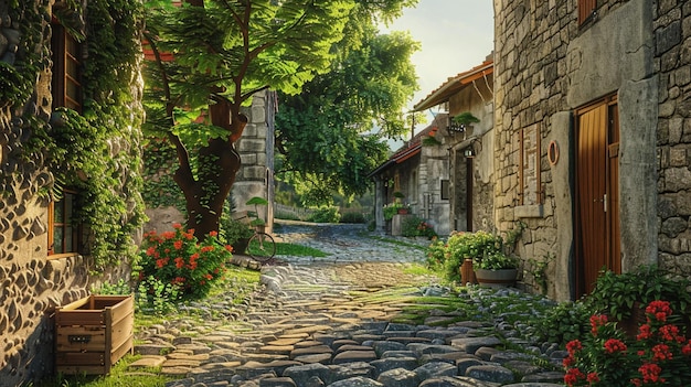 Countryside Charm Quaint Pathway Painting