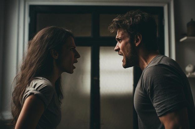 Photo couple arguing and fighting