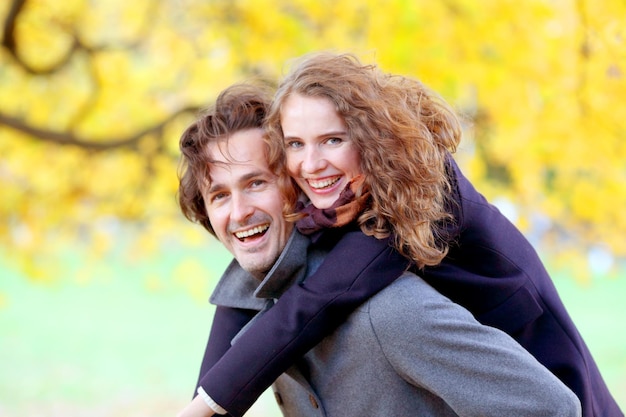 Couple in autumn park