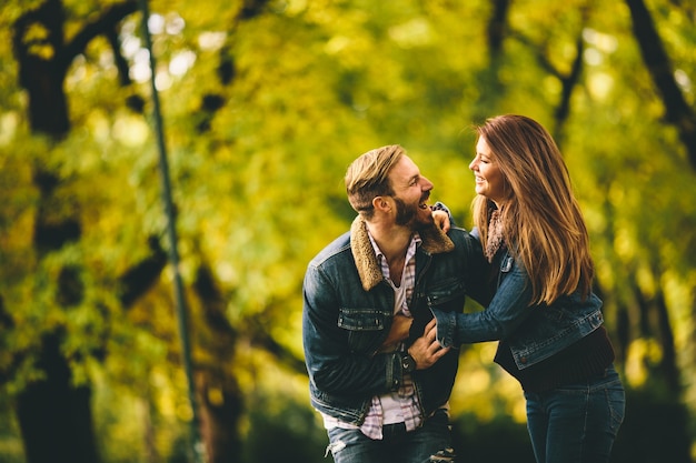 Couple in the autumn park