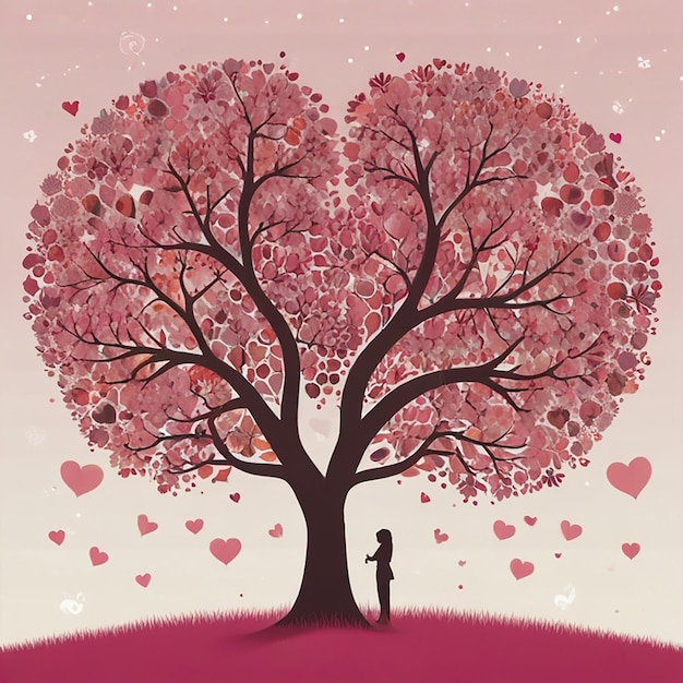 Photo couple background with heart shape tree