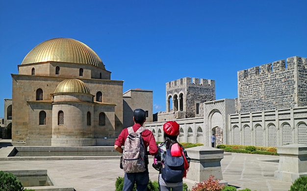 Couple Being Impressed by the Akhmediye Mosque in Rabati Castle Complex Georgia