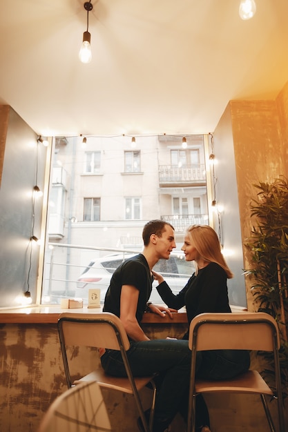 Couple in a cafe