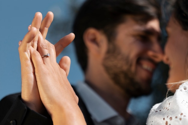 Couple celebrating engagement together