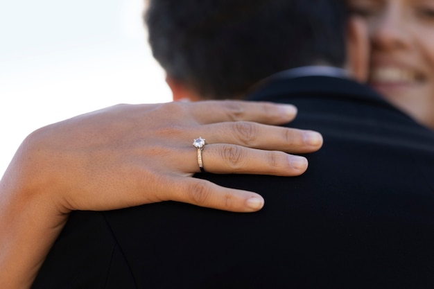 Couple celebrating engagement together