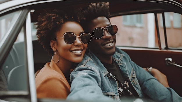 Couple chatting in the vehicle The Generative AI