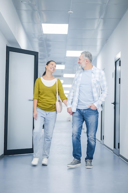 A couple in the clinic corridor before procedure