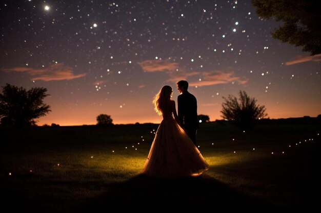 Photo a couple dancing under the stars at their outdoor wedding photo547jpg