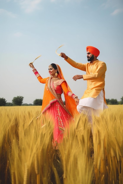 A couple dancing in a wheat field