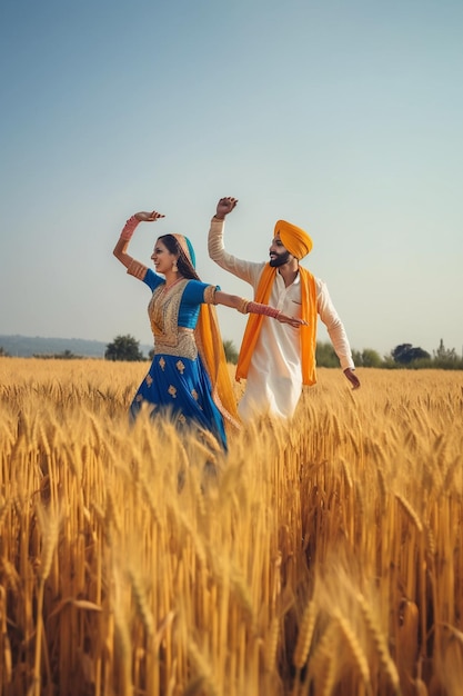 A couple dancing in a wheat field