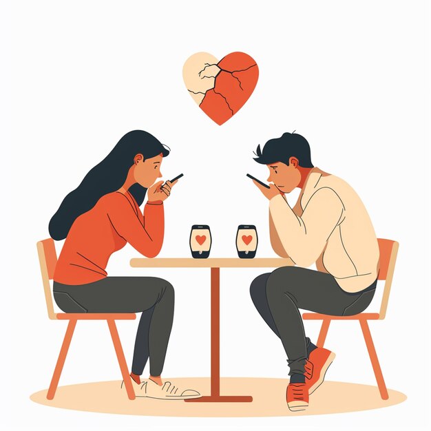 Couple dating in cafe flat vector illustrations Romantic boy and girl sitting at restaurant table