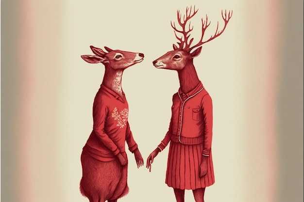 Couple of deer standing next to each other generative ai