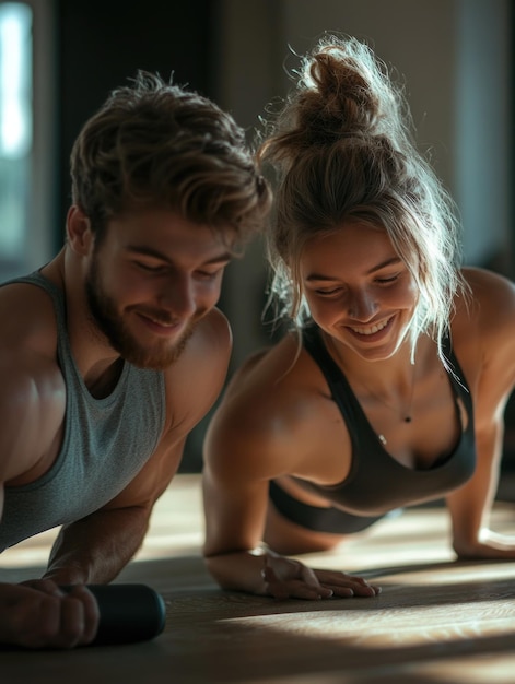 Couple Doing Push Ups