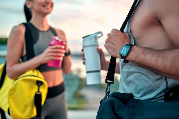 Couple doing sport on the street