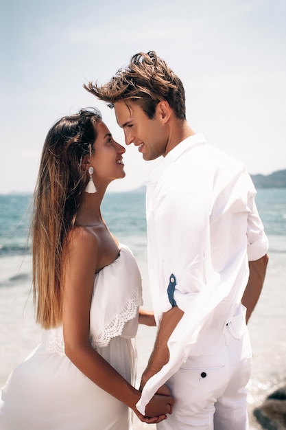 Couple embracing on a beach