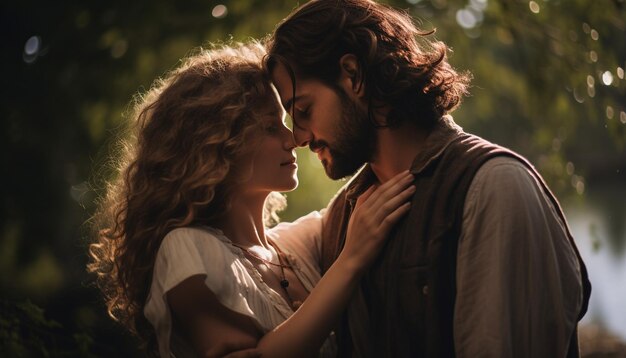 couple embracing each other outdoors