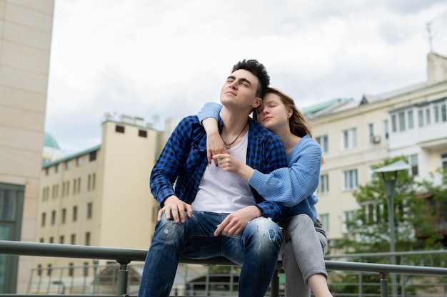 Couple embracing, happy to get back together
