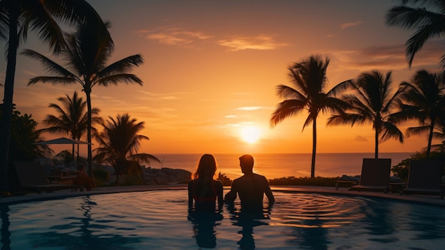 Couple enjoying beach vacation holidays at tropical