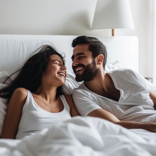 Couple enjoying in bedroom love concept generative AI