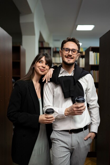 Couple enjoying a bookstore date