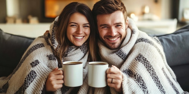 Photo couple enjoying a cozy coffee date