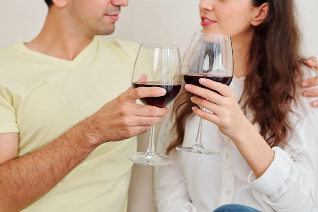 Couple enjoying good wine and talk