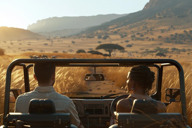 Photo couple enjoying a safari ride