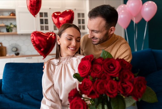 Couple enjoying valentines day celebration