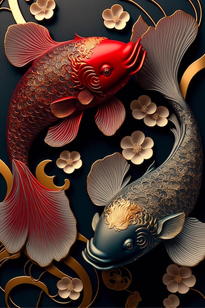 Couple of fish that are next to each other generative ai