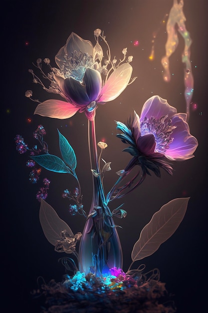 Couple of flowers that are in a vase generative ai