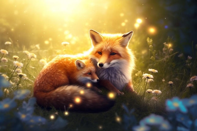 Couple of foxes in love