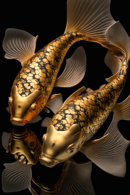 Couple of gold fish sitting next to each other generative ai