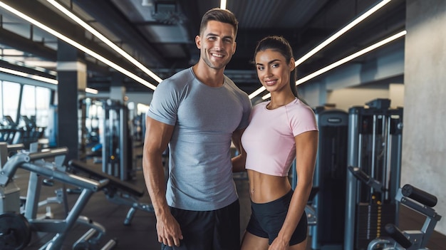 Photo a couple in the gym with a girl