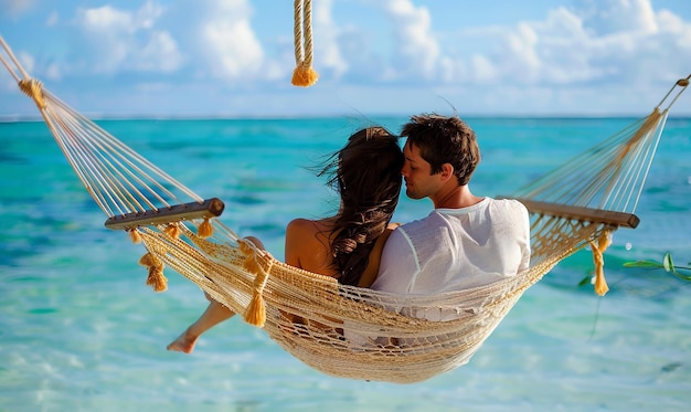 a couple in a hammock that has the word quot on it