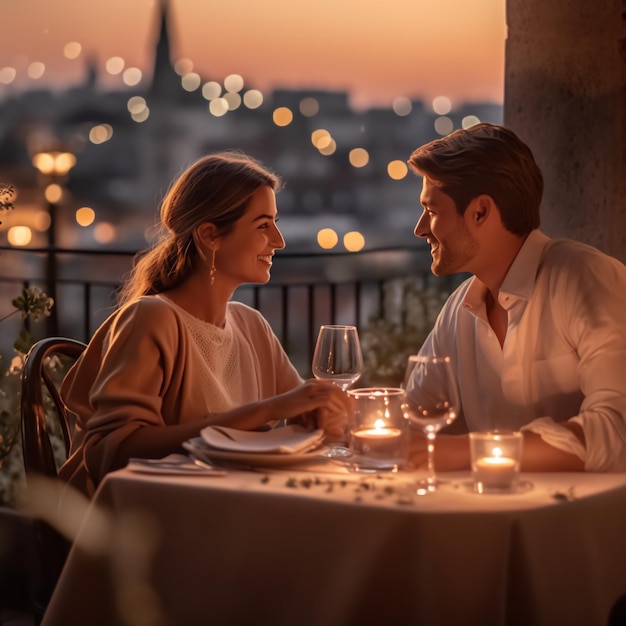 a couple having a blast during night date with candle light and amazing food