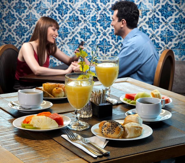 Couple having breakfast